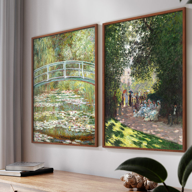 «Vintage Landscape LV», impression giclée sur cadre - ensemble de 2, Noyer, H 23 po x l 58 po