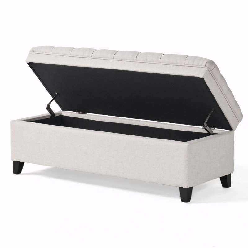 Banc de rangement rembourré en polyester Twania, Gris clair