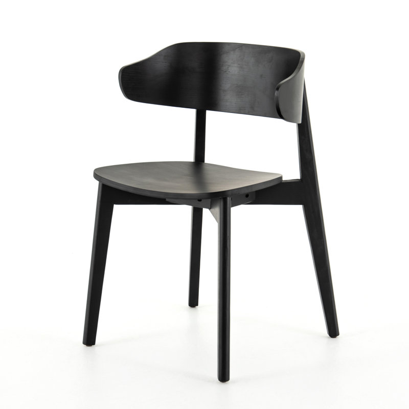 Chaise d'appoint à oreilles en bois massif Kassel, Noir, noir, noir, noir