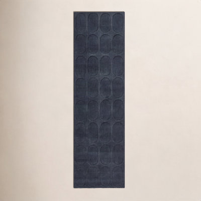 Mazzi Navy Hand-Loomed Geometric Wool Rug