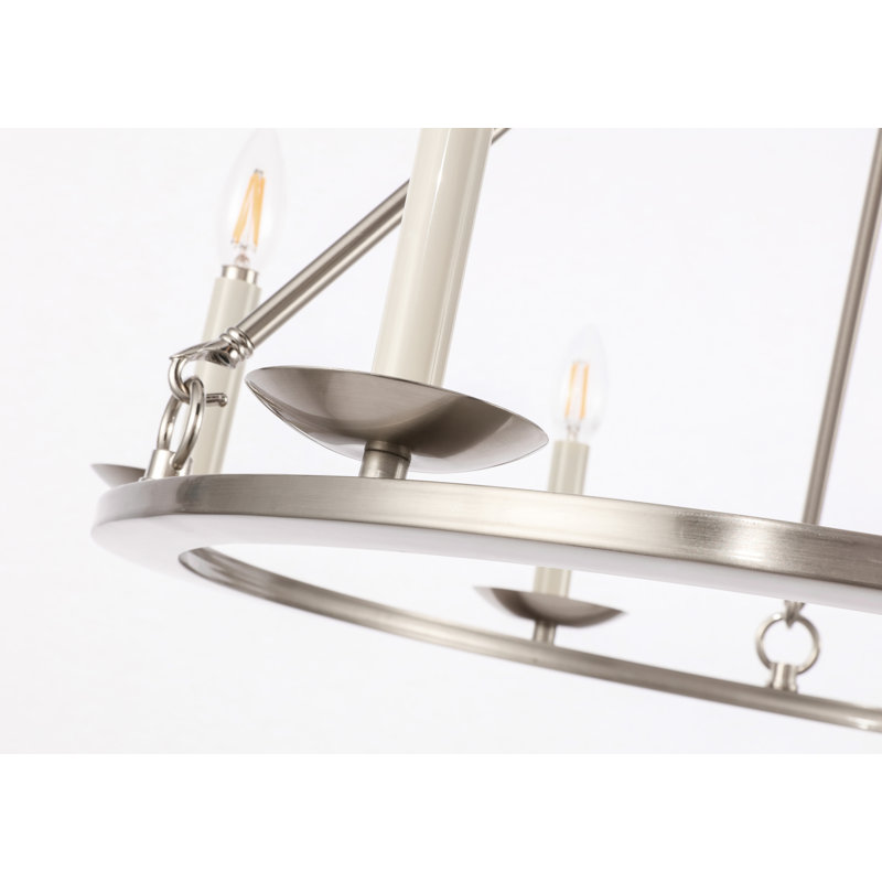 Pickensville 6 - Light Dimmable Wagon Wheel Chandelier, Burnished Nickel, 23.25" H x 32.4" W x 32.4" D