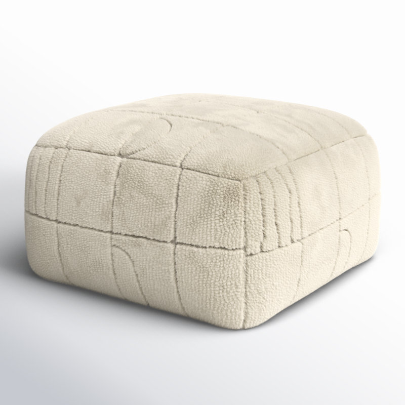 Repose-pieds Tuberose, Mélange de laine / polyester beige