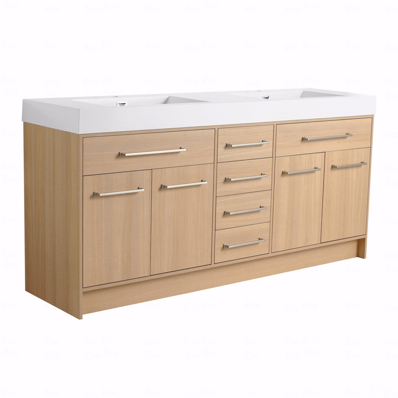 Freestanding Bathroom Vanity 72" Wide Double Basin, With Double Resin Sink, 4-Soft-Close Door And 6-Soft-Close Drawer