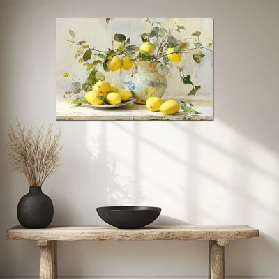 Lemon Wall Art, Lemon Canvas Wall Art, Fruit Kitchen Pictures for Wall, Italian Art Wall Decor, Mediterranean Wall Art for Kitchen, Vintage Fruit Poster Artwork Prints Decor 20" × 30"