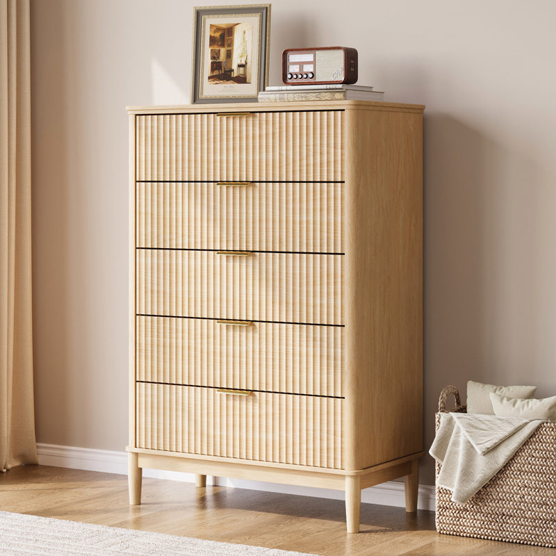 Commode 5 tiroirs Soren, 5 commode, Beige
