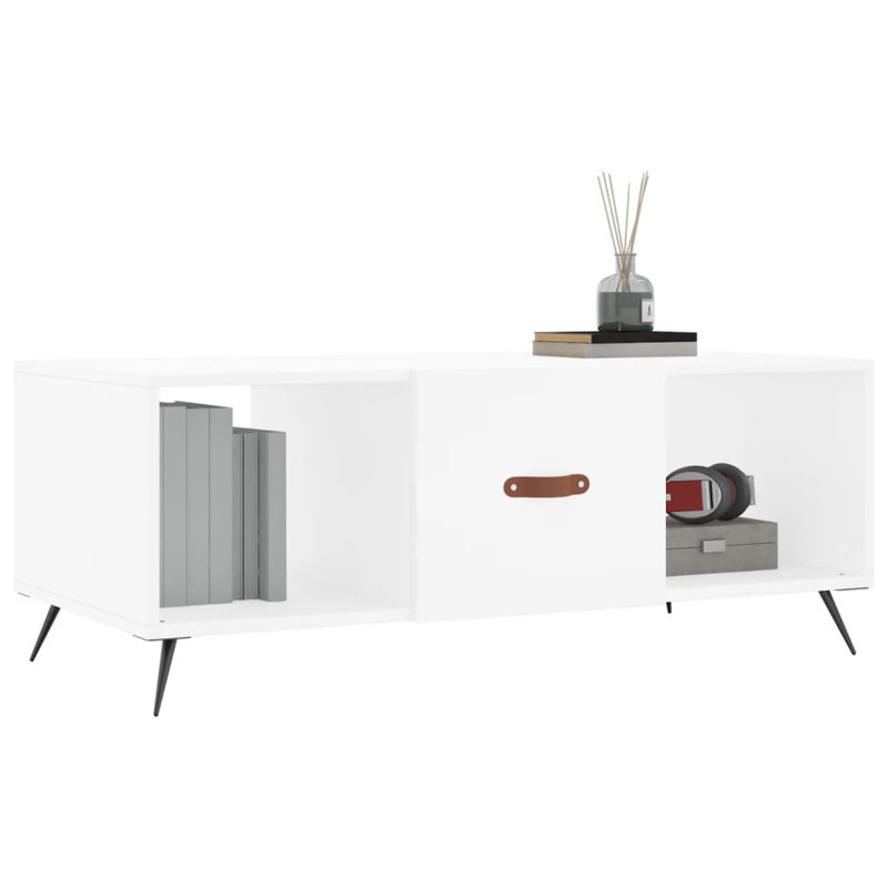 Table basse vidaXL Bois d'ingénierie, rangement moyen en fer, Blanc