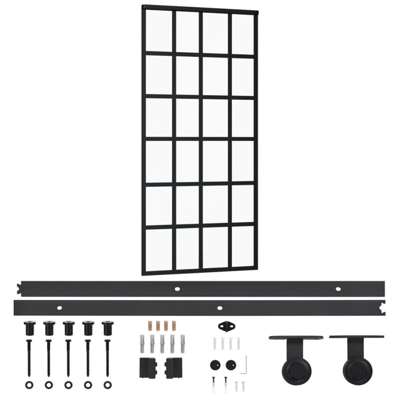 Porte coulissante Elbdrige avec quincaillerie verre et aluminium ESG, H 80,7 po x l 35,4 po x P 0,8 po