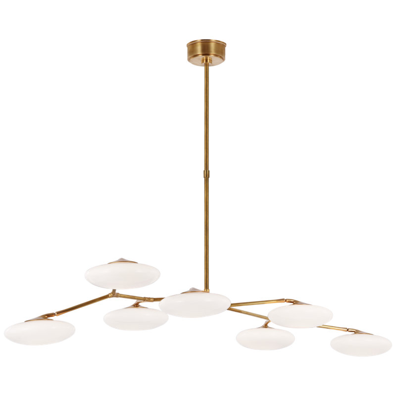 Brindille 4 - Light Sputnik Modern Linear LED Chandelier, Soft Brass, 8.75"H x 61.25"W x 30"D