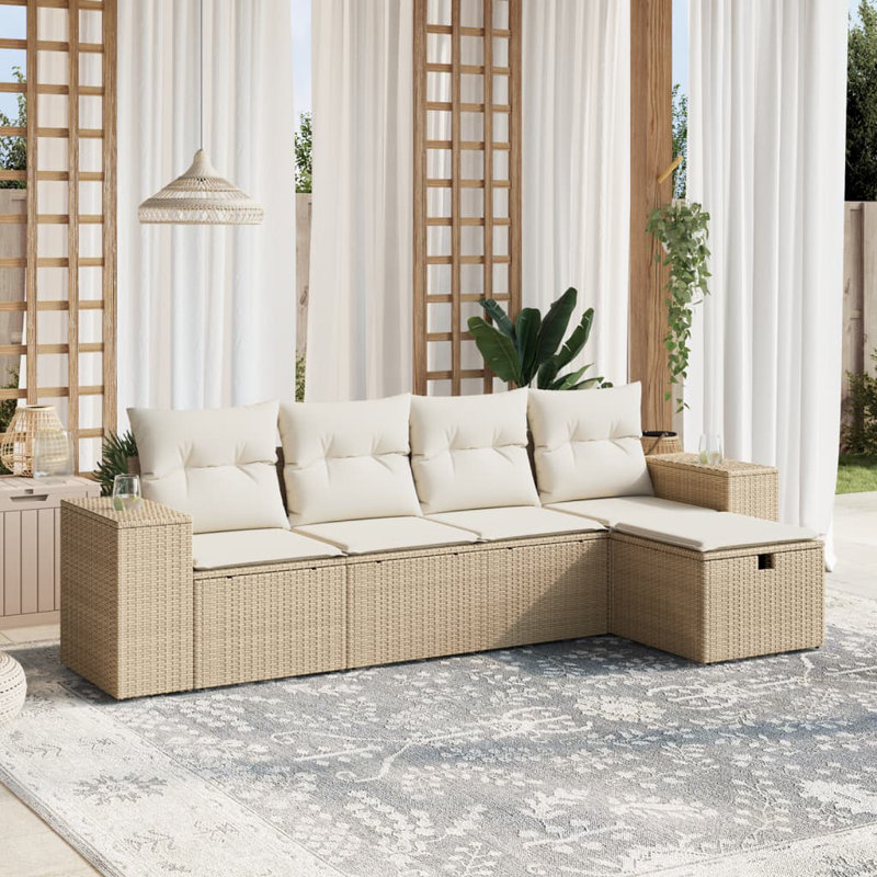 Vidaxl Garden Sofa Set Beige Poly Rattan Medium Modular