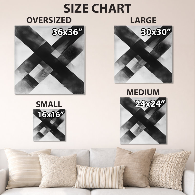 «Geometric Monicol Angles - Abstract Shapes», impression murale moderne en métal, L 29 po x H 29 po