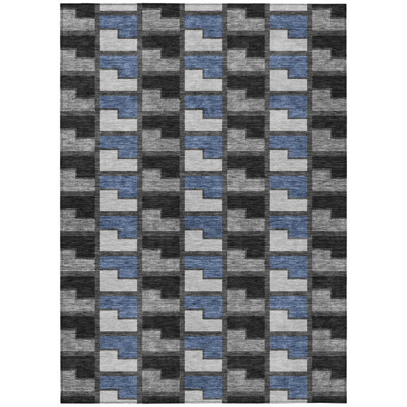 Machine Washable Indoor/Outdoor Lockway ACN2417 Geometric Rug, Rectangle 9' x 12'