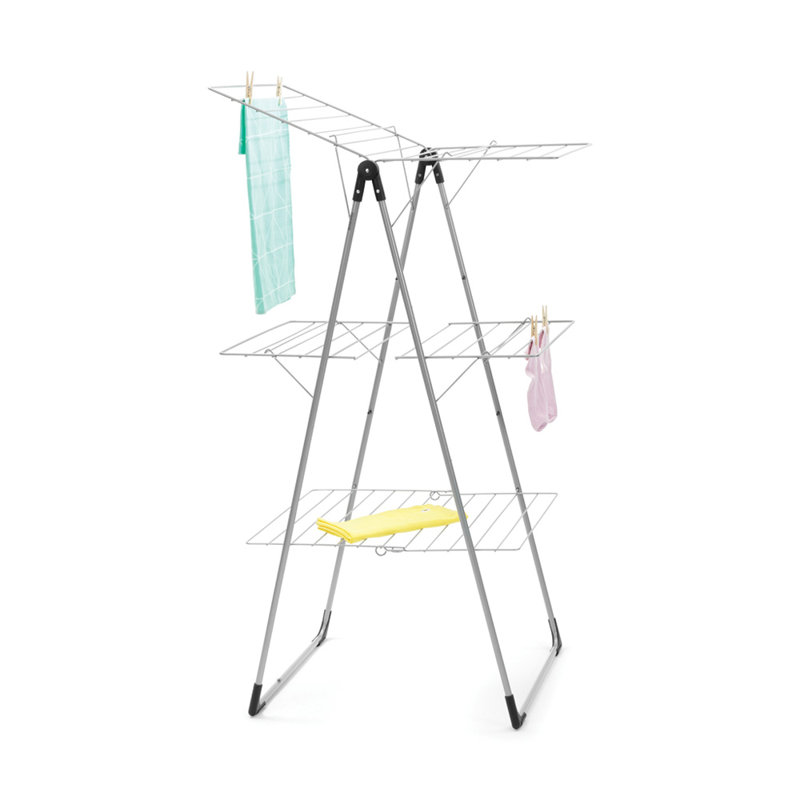 HangOn Metal Foldable Gullwing Drying Rack, Metallic Grey
