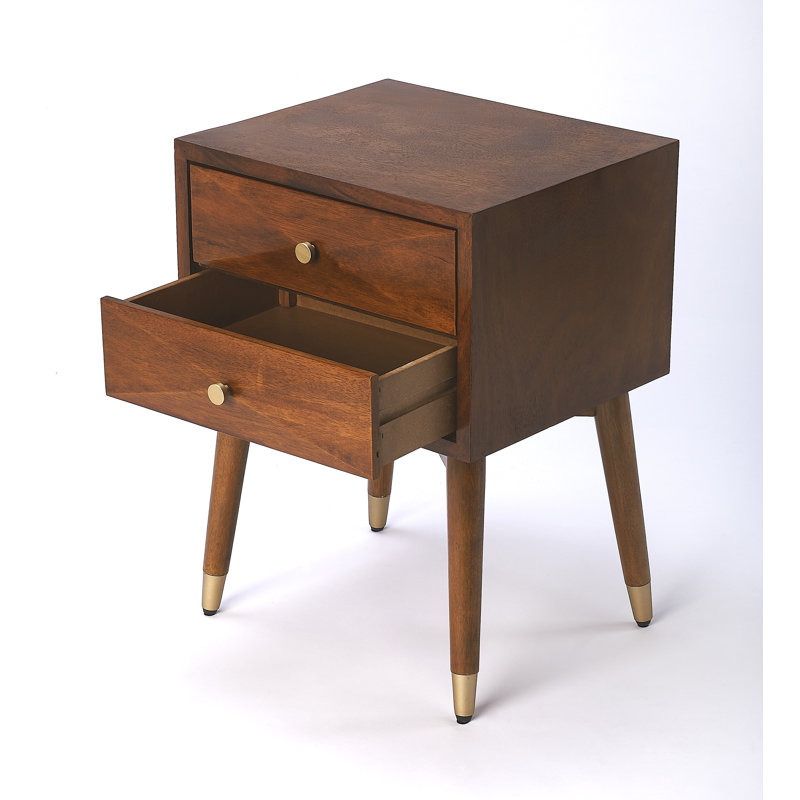 Shayla 2 Drawer Nightstand, Olive Ash Burl