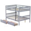 Lit superposé double au-dessus de double avec 2 tiroirs, échelle, garde-corps, convertible en 2 lits doubles, fabrication en bois d'hévéa-455327989