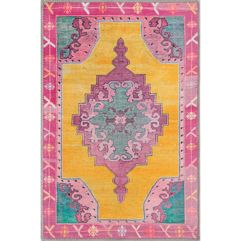 Tapis traditionnel jaune opie, Rectangle 2 pi x 3 pi