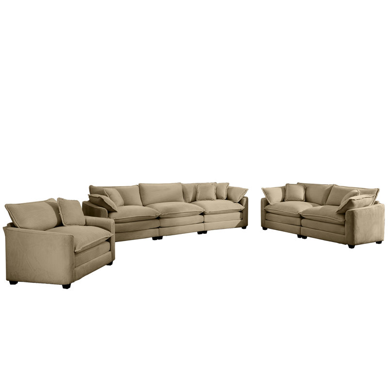 3 Piece Sectional In Tan. Blends Fashion And Retro. Double-Layered Seat Cushions For Extra Comfort. Ideal Home Cinemas, Bedrooms. Easy Assembly Instructions Included Comfortable 6 Tan Corduroy