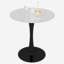 Table de salle à manger ronde d'aspect marbre avec base piédestal noire classique, 27,6 pouces, sièges 2 à 4, plateau blanc, style minimaliste moderne