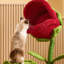 Grand arbre à chat 41,7 po à fleurs carnivores rouges avec lit Bloom, structure multi-niveaux stable pour grimper et jouer en toute sécurité