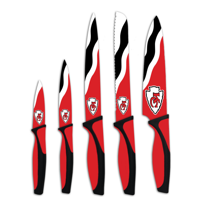 Sports Vault 4 Piece Stainless Steel Steak Knife Set, NFL Kansas City Chiefs Kitchen Knives