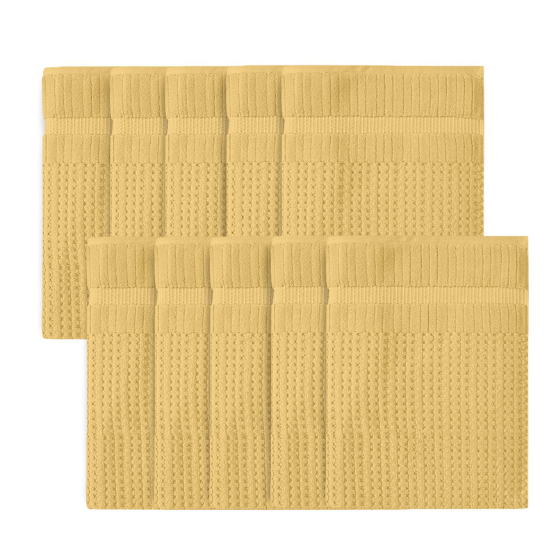 Willow 10 Pieces Towel Set – 100% Combed Cotton, Premium Quality 630 GSM, Yellow, Ultra-Soft & Highly Absorbent (10 Piece Bath Towels Set)