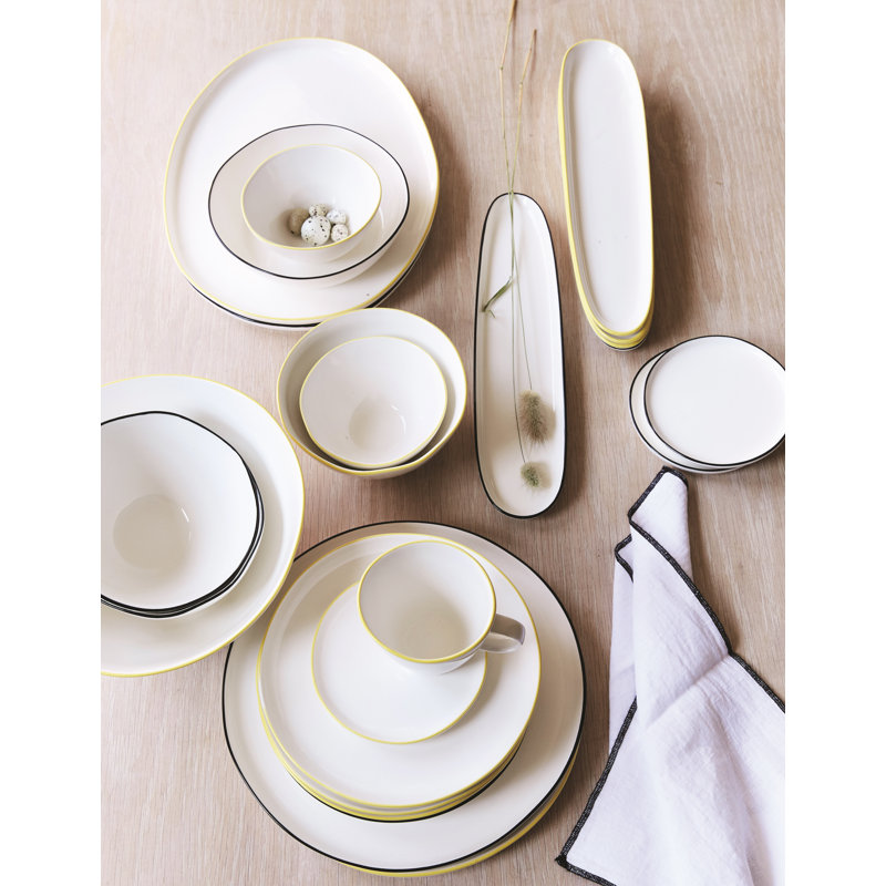 Abbesses Dinner Plate, White/Yellow