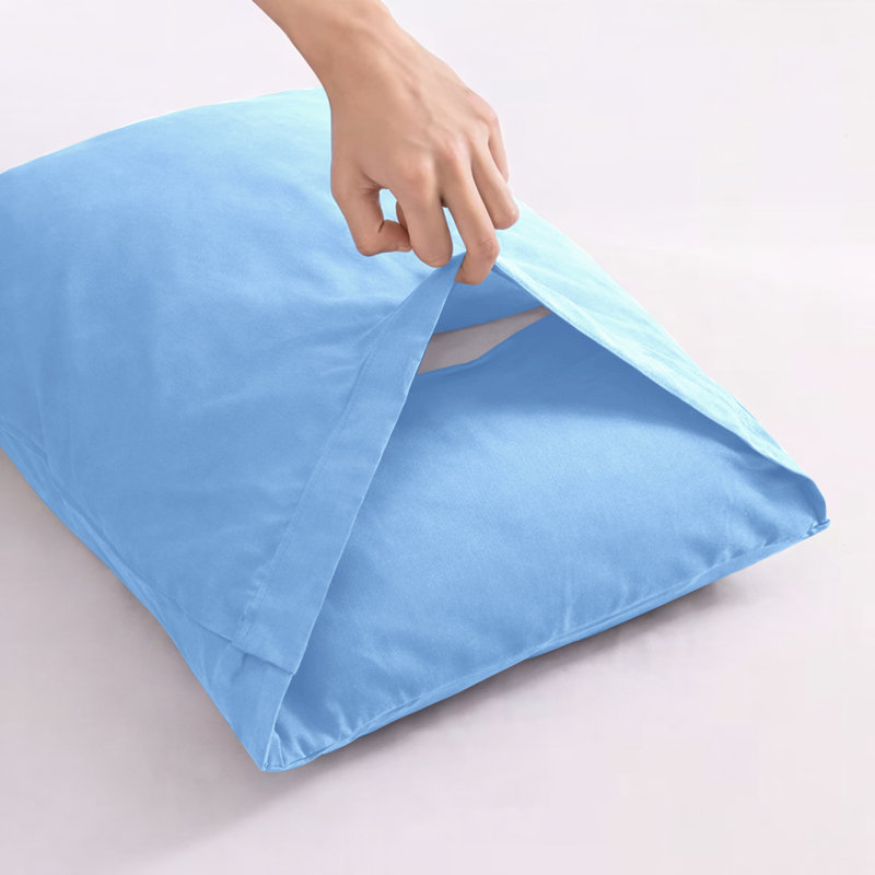 Super Soft Plain Microfiber Pillow Case ( Set of 2 ), Light Blue