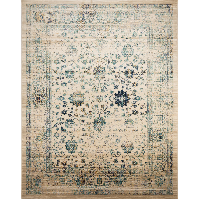 Tapis beige / turquoise Paschke, Rectangle 4 pi x 6 pi
