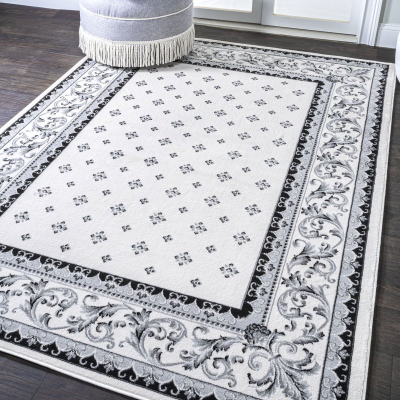 Hydetown French Border Cream/Light Gray Rug, Rectangle 7'9" x 10'