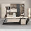 Bureau 78,74 po beige clair luxueux en forme de L-1329470352