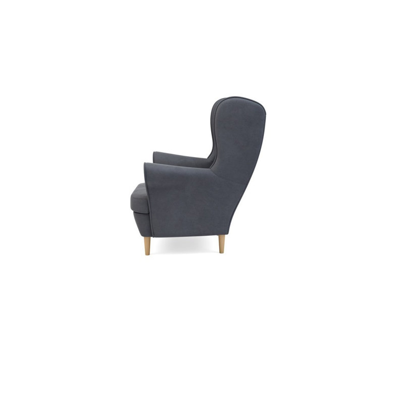 Blume Upholstered Wingback Chair, Dark gray