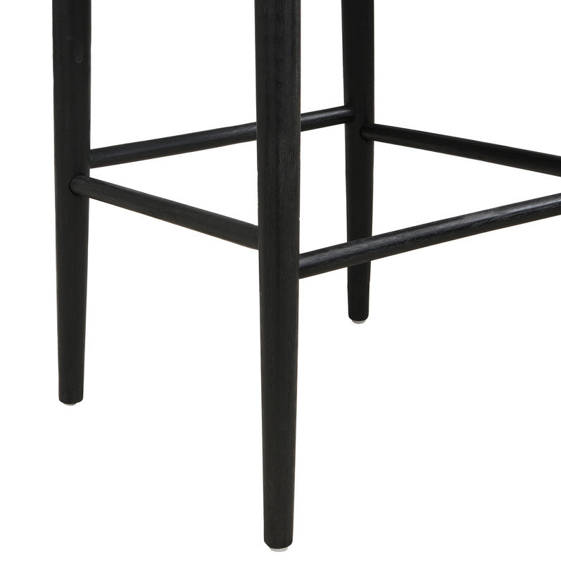 Tabouret de bar en tissu noir (ensemble de 2), Siège noir / cadre noir