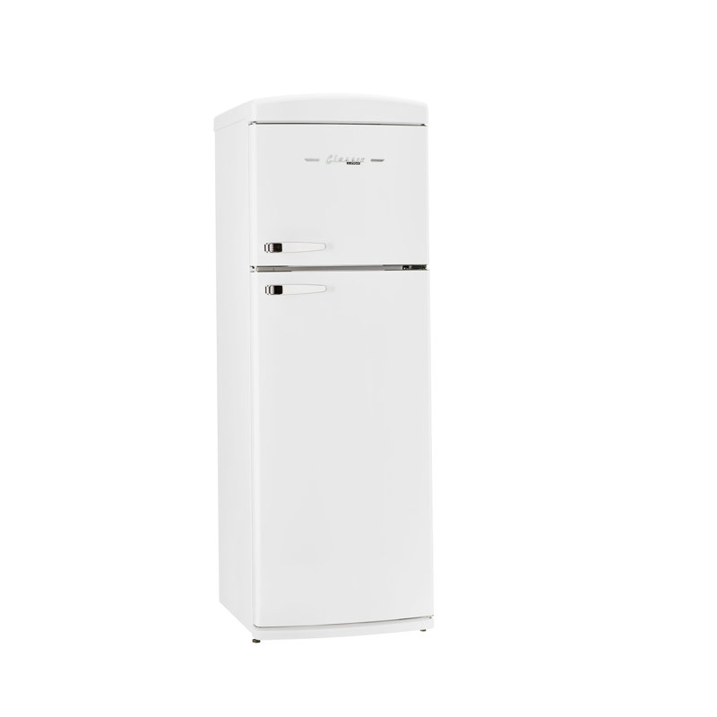 Classic Retro 23,8 po Pi. Réfrigérateur congélateur sans givre, Energy Star, Blanc guimauve