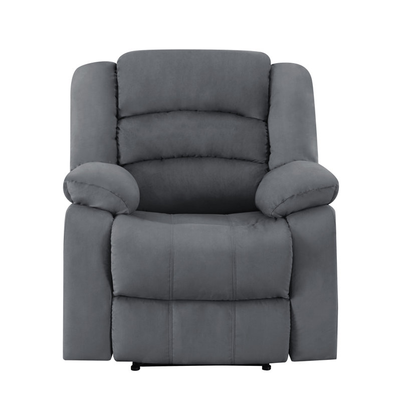 Aum Upholstered Recliner, Gray Microfiber/Microsuede