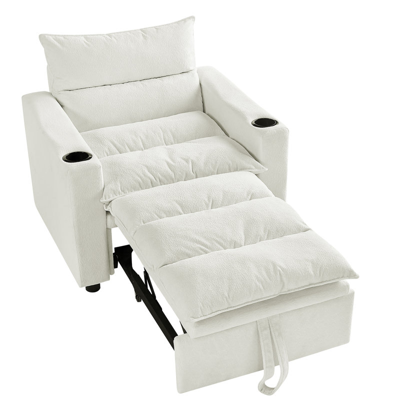 Adjustable Sleeper Chair Bed, 31 Convertible With For Small Apartment, Modern Design, Cup Holder Bed Velvet Apartment Space, Frame, Comfortable