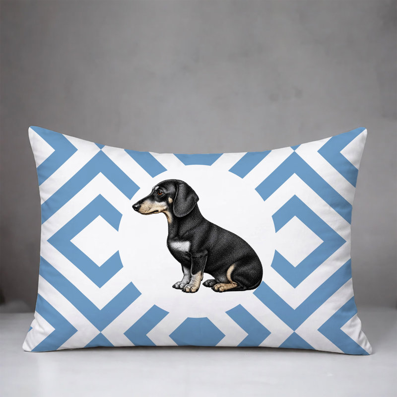 Coussin réversible intérieur / extérieur Dachshund Dog, 20 po x 14 po, Bleu
