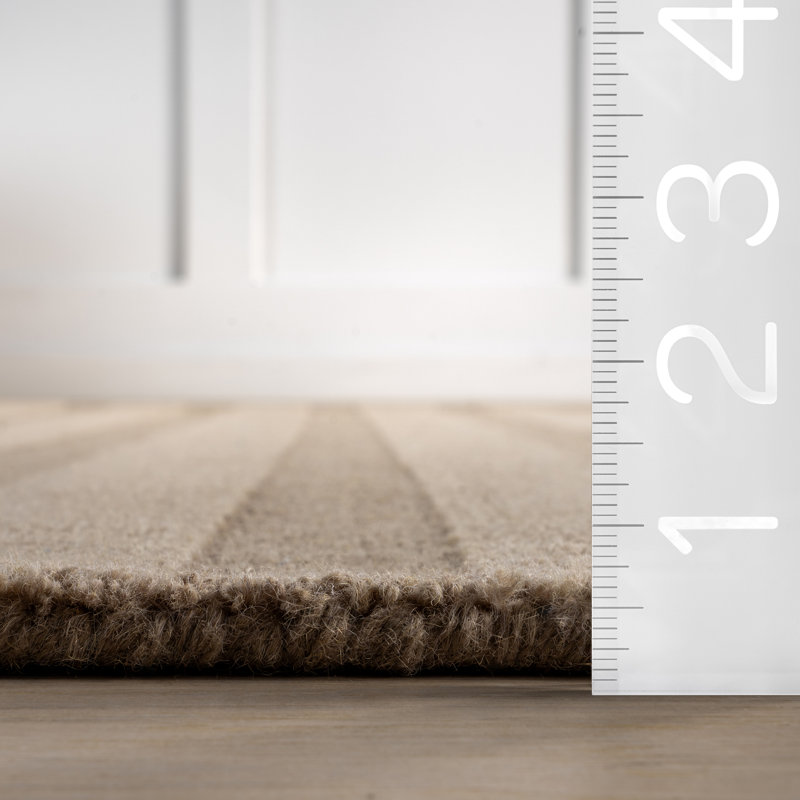Tapis rayé en laine Visserie, Rectangle 9 pi 6 po x 13 pi 6 po