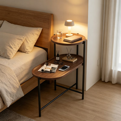 Petites tables basses Canapé moderne à 2 niveaux avec tablette de rangement et tables de bout en bois