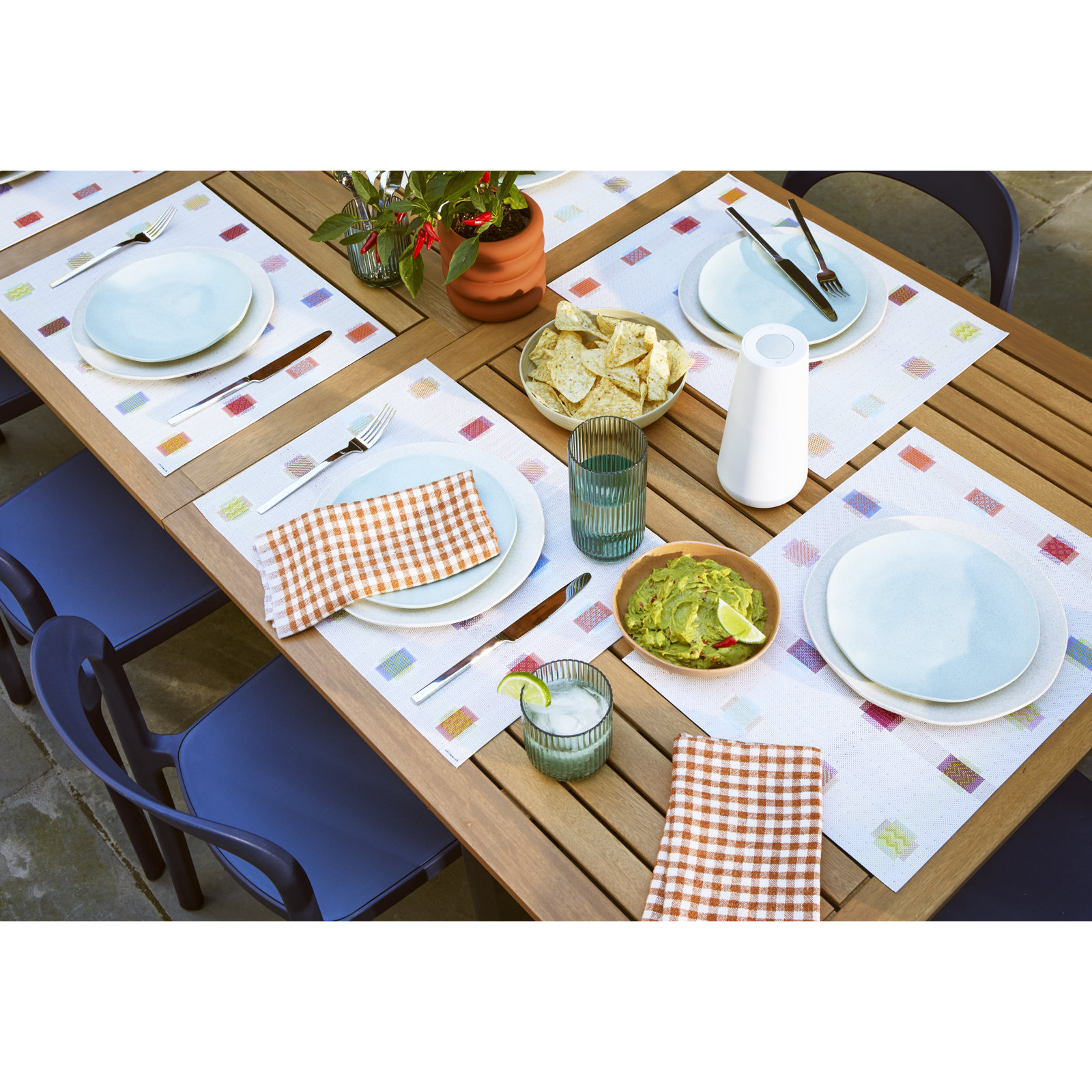 Reversible Linen Napkin, Cognac/Blue