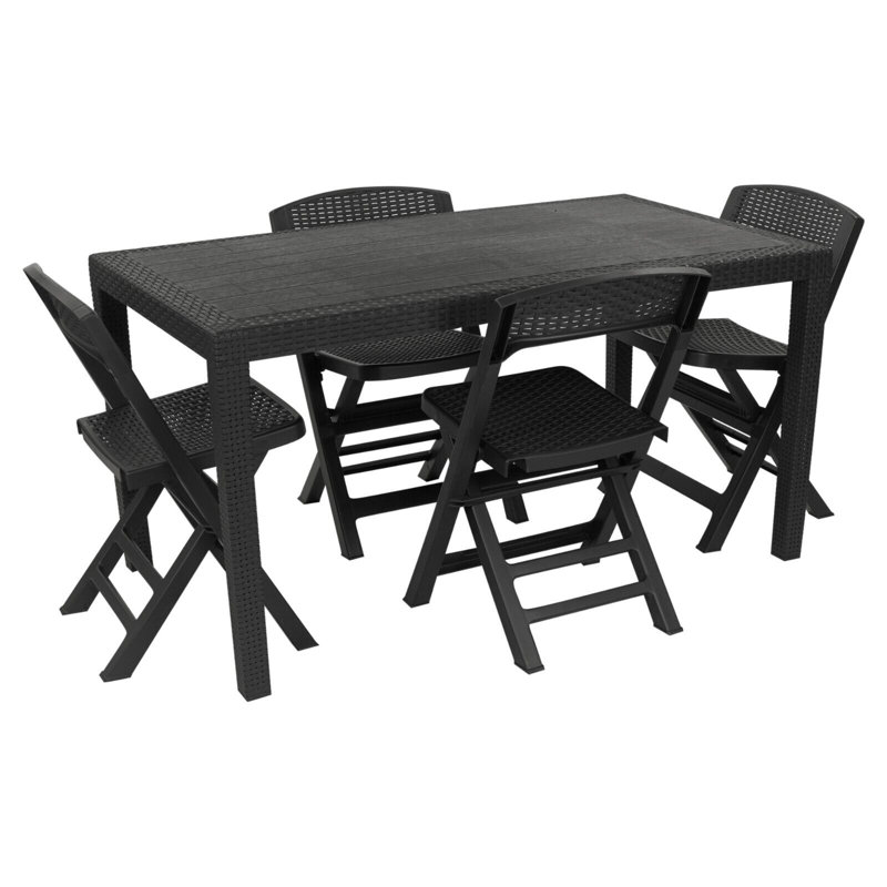 Windber Rectangular 138Cm L Outdoor Table Set, Anthracite, 4