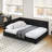 Reversible L-Shape Upholstered Platform Bed With Velvet Fabric Design-339137881-341391456