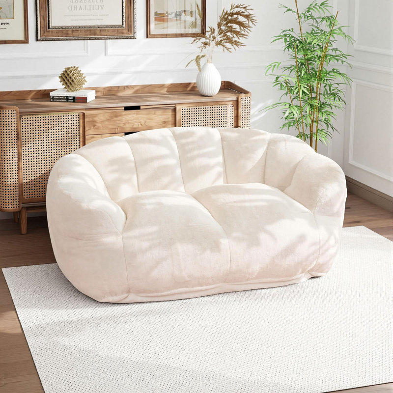 Canapé moderne deux places de 152 cm de large, pouf moelleux idéal pour les appartements et les petits espaces, Pink