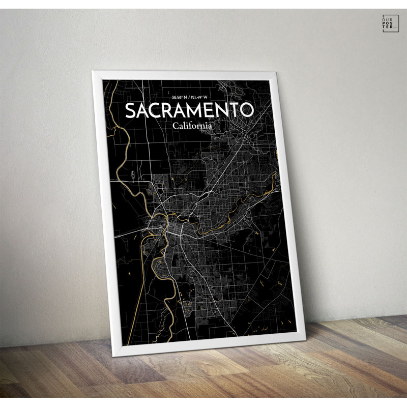 Sacramento City Map - No Frame Print, 70 cm H x 50 cm W x 0.1 cm D