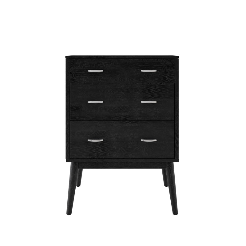 Commode à 3 tiroirs Glendolyn, Noir, noir, noir, noir