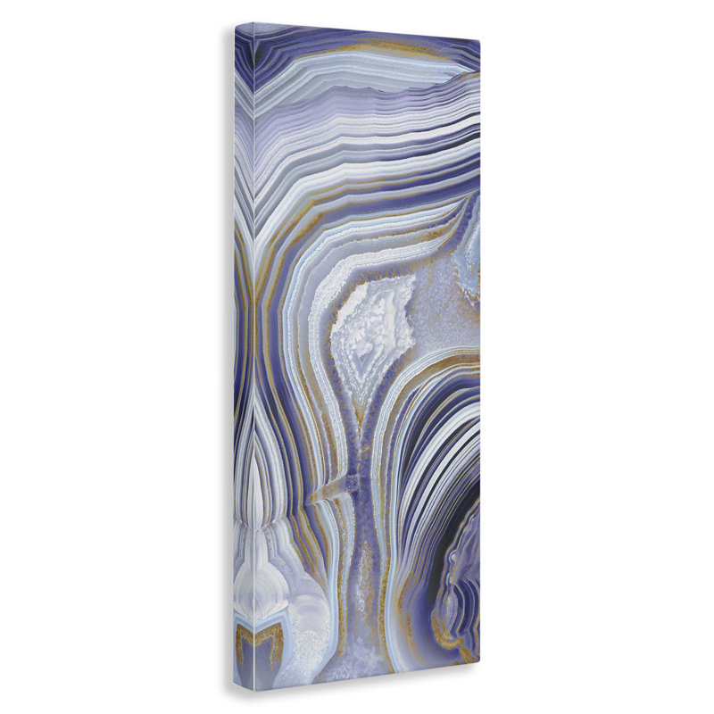 «Agate Crystal Pattern Gold Mauve Abstract» par Danielle Carson - impression d'art graphique, H 40 po x l 17 po