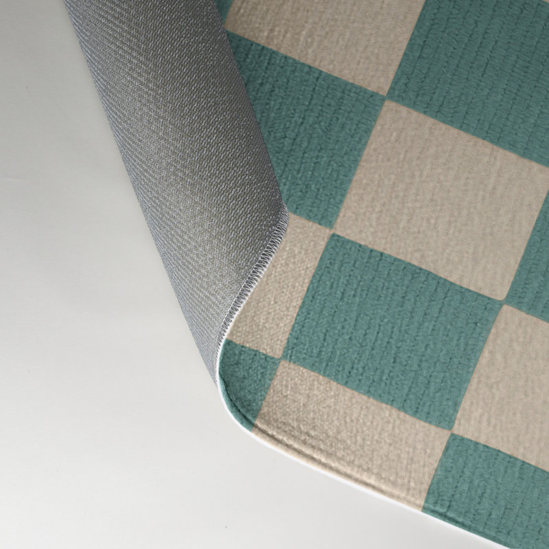 Checkered Beige Indoor and Outdoor Area Rug, Rectangle 9' x 12'