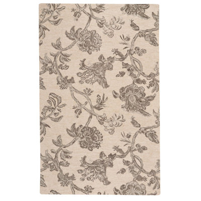 Kohut Floral Handmade Tufted Wool Beige/Gray Area Rug -  Alcott HillÂ®, 6C8A45CA019046ADA136A5E8BF1F3FE4