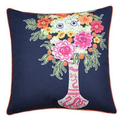 Floral Linen Reversible Throw Pillow