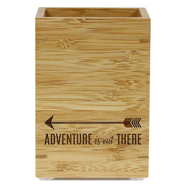 "aventure est out there" porte-stylo en bois de bambou