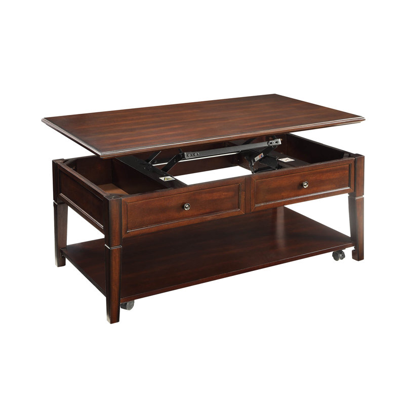 Table basse à plateau relevable avec rangement Wessels, Noyer, H 30 po x L 48 po x l 26 po