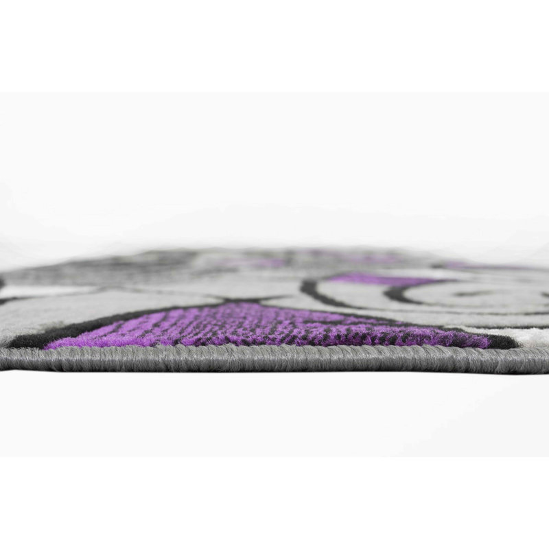 Tapis mauve à motif abstrait Elienor, Rectangle 7 pi 8 po x 10 pi
